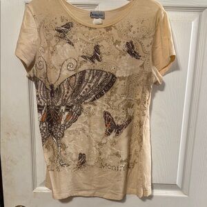 Tan Graphic Fitted T-Shirt